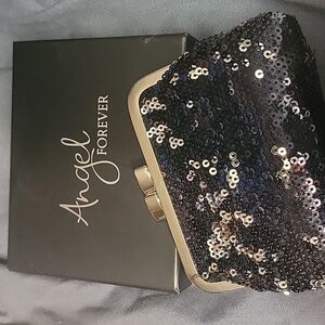 Victoria’s Secret Black and Silver Sequin Coin Purse Angel Forever New in Box